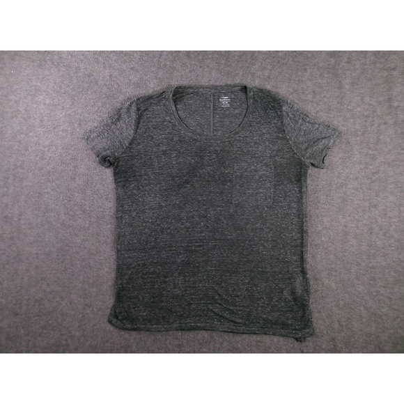 Old Navy Top Women Medium Tall Heather Dark Grey Boyfriend Patch Pocket Relaxed - Picture 1 of 11